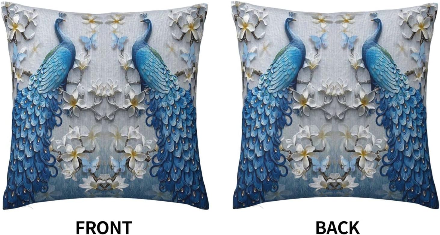 Fundas de almohada cuadradas, hermosas y elegantes fundas de almohada decorativas para el hogar, dormitorio, sofá, flores, mariposas, diseño de arte