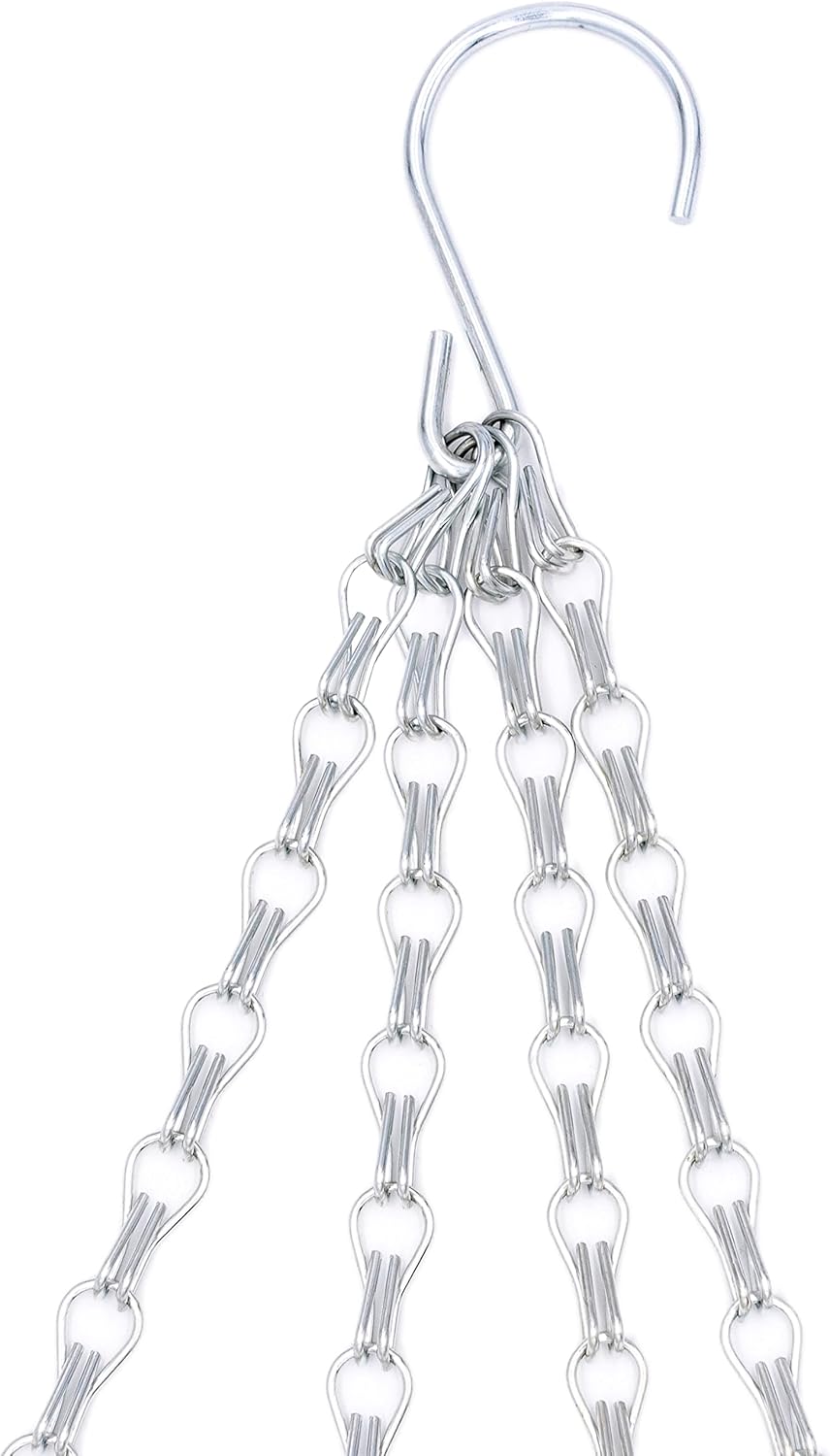 Cadena colgante plateada de 4 puntos y 20 pulgadas con ganchos para macetas de repuesto para macetas y faroles (paquete de 3)