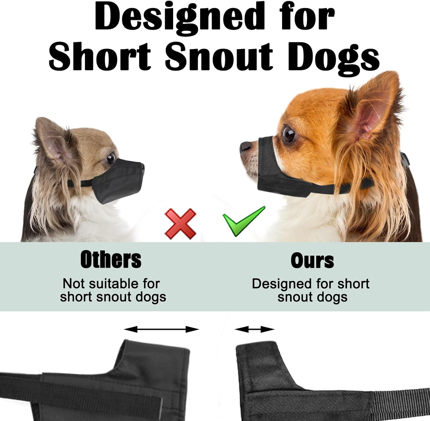 Bozal corto para perro, bozal suave para perros pequeños, medianos y grandes, bozal para Chihuahua Shih Tzu American Bulldog Pitbull para aseo y