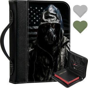 Funda de la Biblia de la bandera estadounidense de soldado + 2 marcadores de página en las esquinas del corazón, funda protectora de la Biblia Funda de la Biblia de la bandera estadounidense de soldado + 2 marcadores de página en las esquinas del corazón, funda protectora de la Biblia