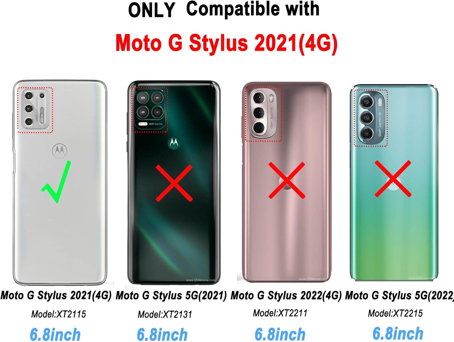 LeYi Funda para Moto G Stylus 2021 con funda deslizante para cámara + 2 unidades Protector de pantalla de vidrio templado, funda de grado militar