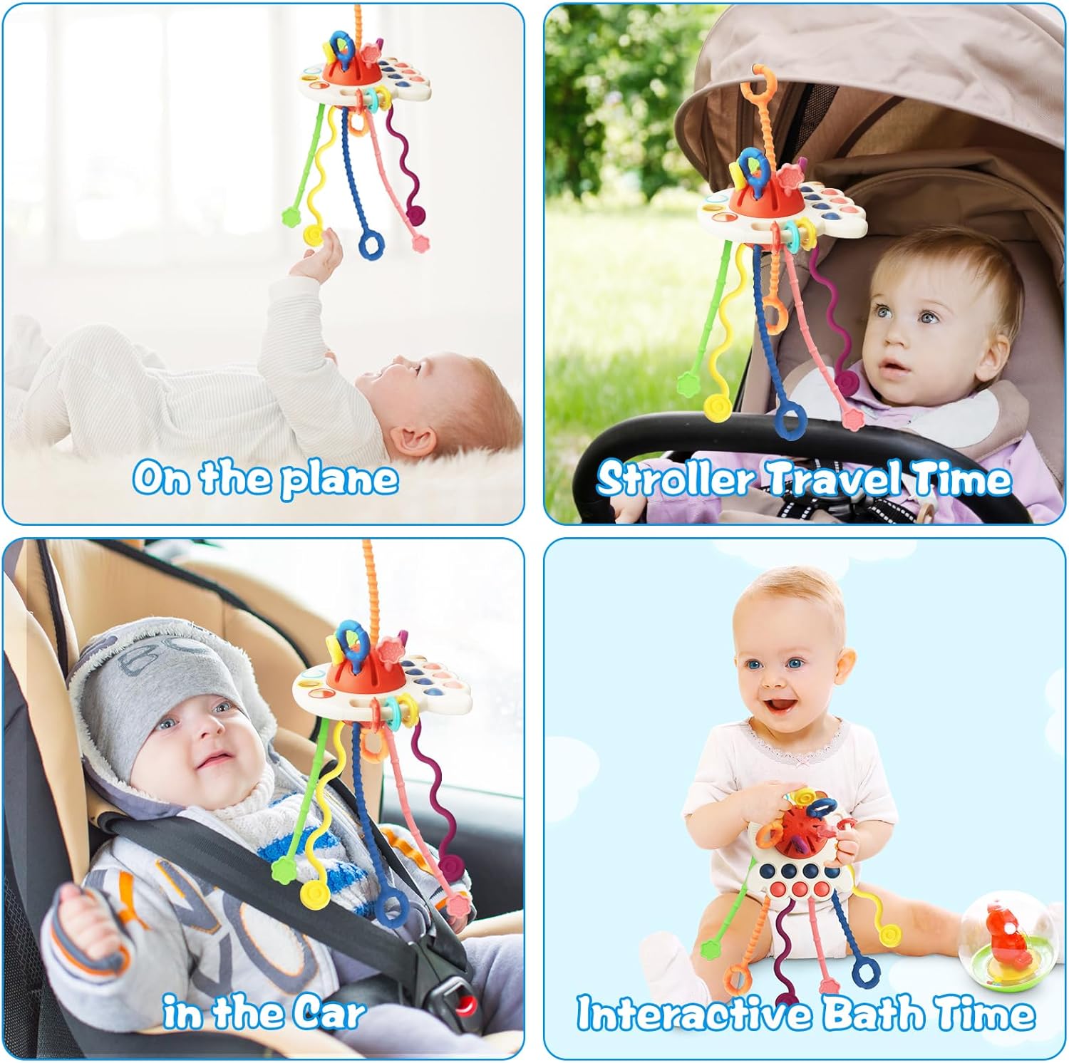 Juguetes para bebés de 6 a 12 meses, juguetes Montessori para bebés, juguetes sensoriales para bebés, juguetes de cuerda de silicona suave, juguetes
