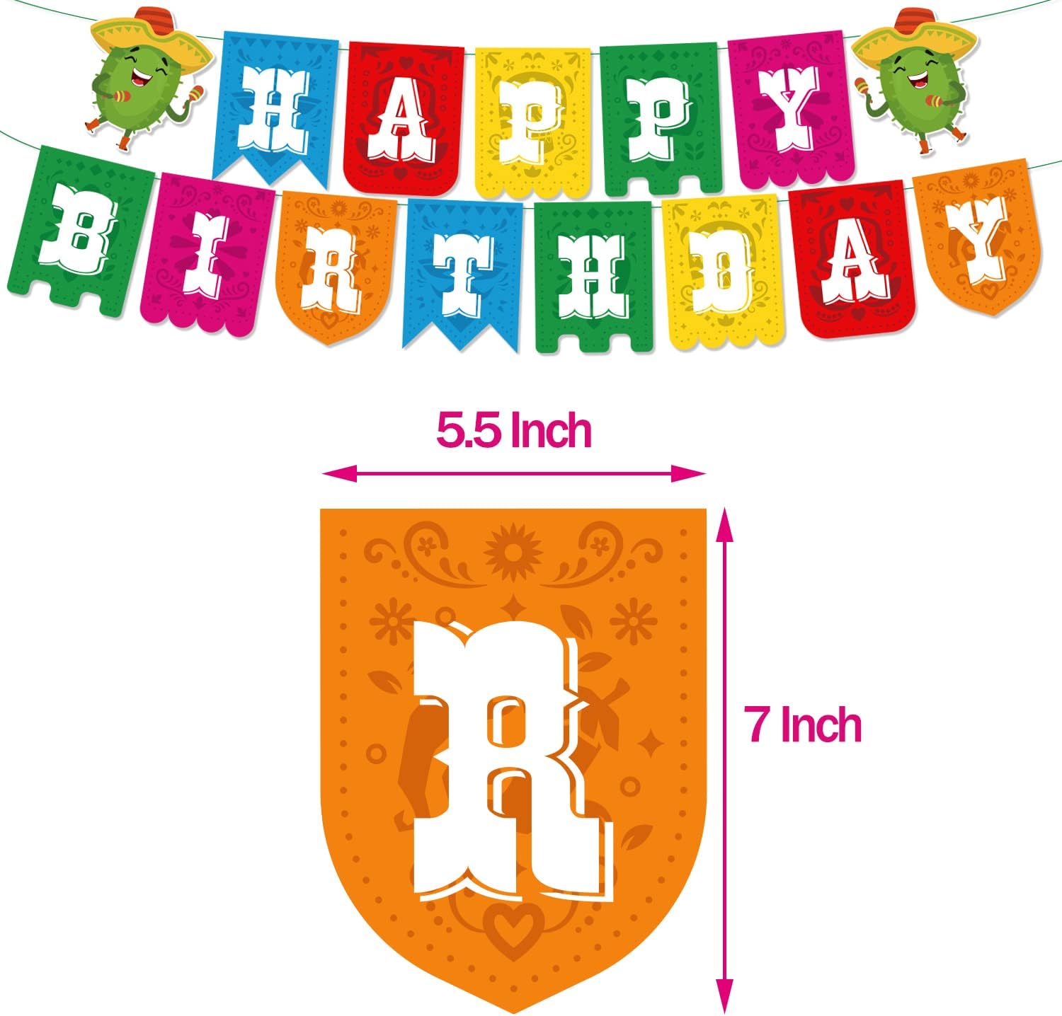 Decoraciones de fiesta para fiestas, abanicos de papel colgantes coloridos con temática mexicana, pompones de papel arcoíris, banderines de fiesta y
