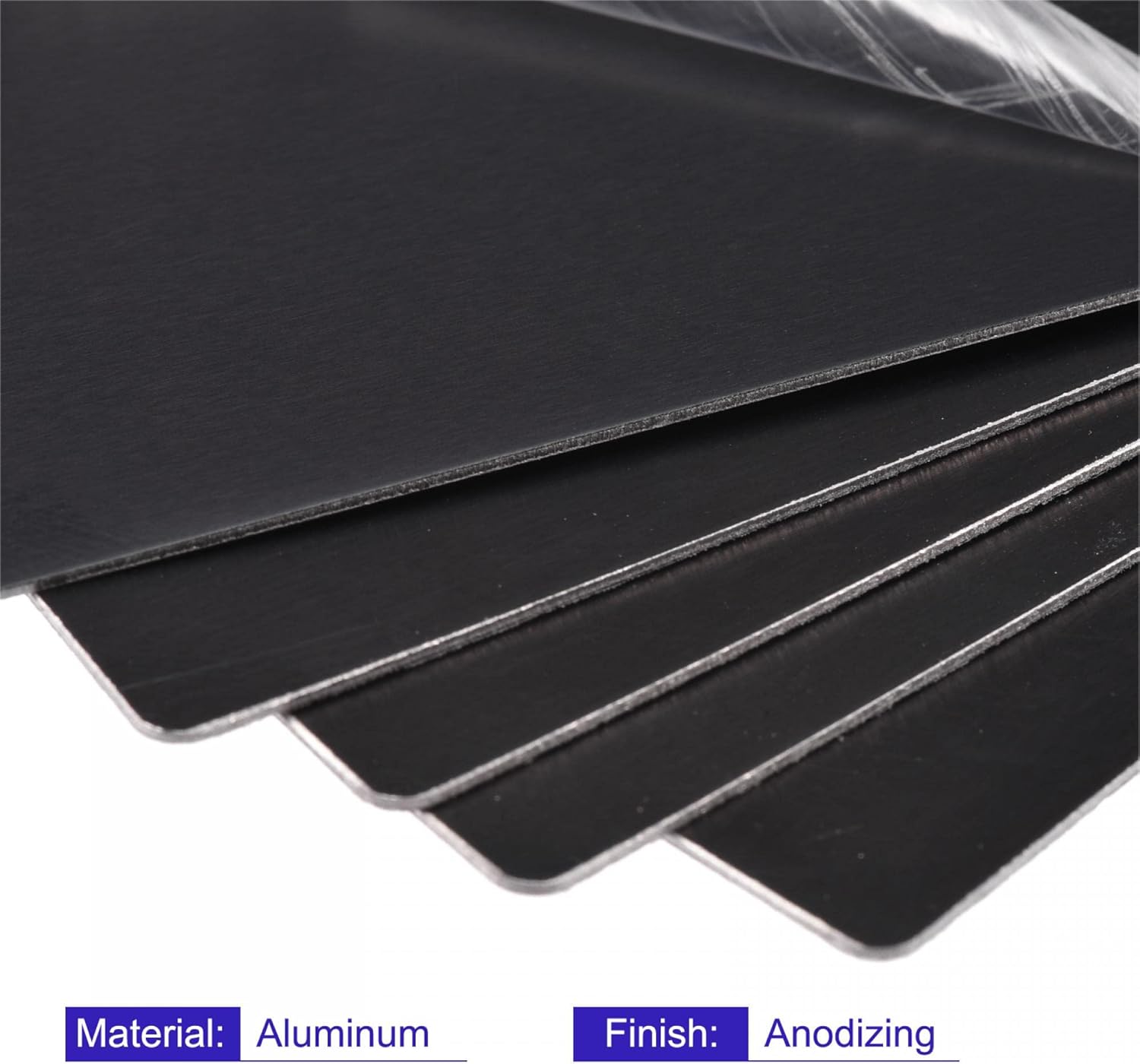 uxcell Tarjeta de metal en blanco 3.150 in x 1.181 in x 0.039 in placa de aluminio anodizado negro 5 unidades