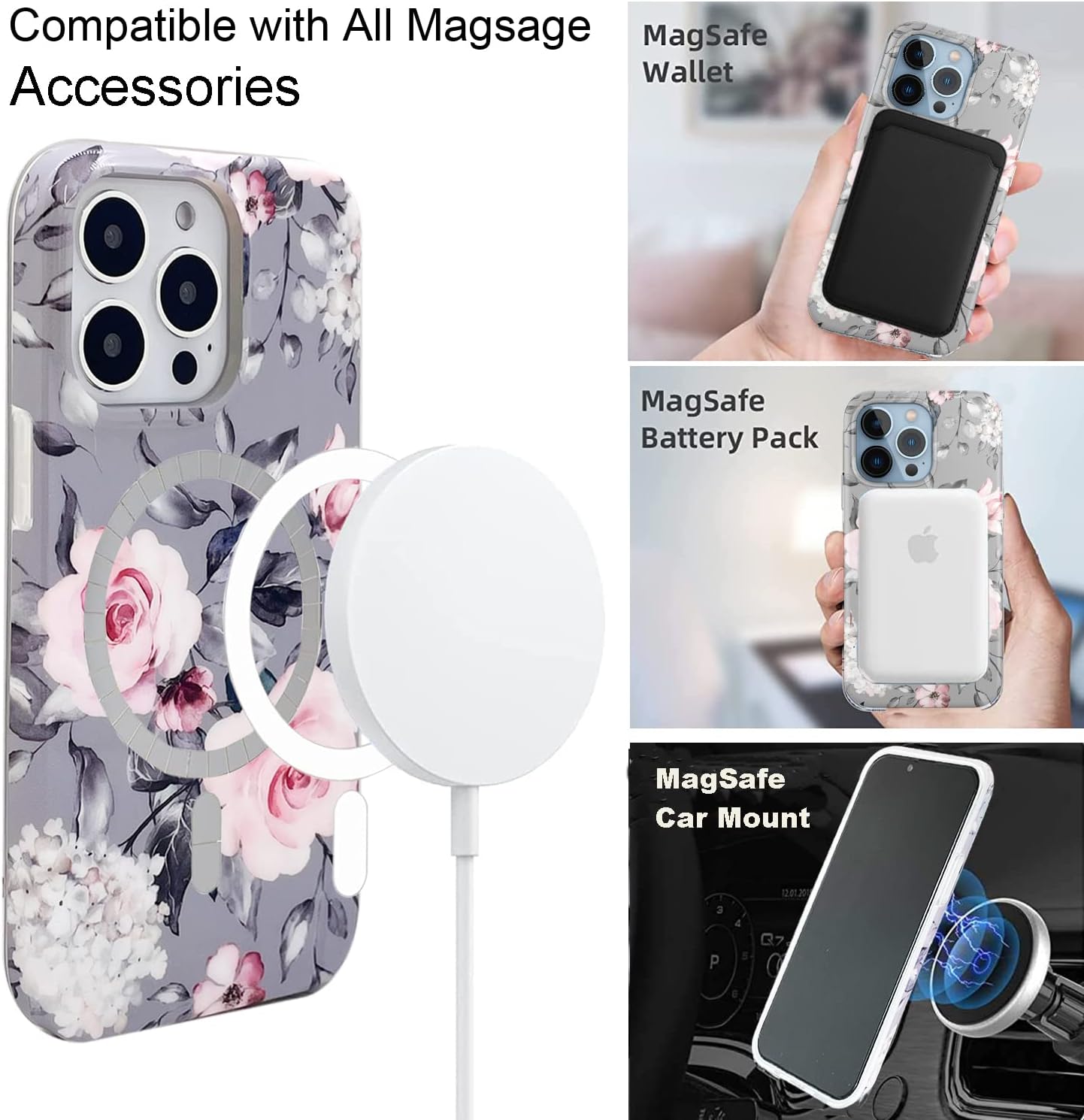 Funda magnética compatible con iPhone 15 Pro de 6.1 pulgadas 2023 para carga MagSafe, TPU suave, parachoques delgado, a prueba de golpes, bonita