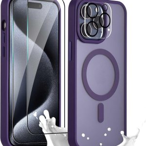 Yetagso Funda magnética para iPhone 15 Pro Max, funda magnética fuerte protección contra caídas de grado militar con protector de pantalla, marco Yetagso Funda magnética para iPhone 15 Pro Max, funda magnética fuerte protección contra caídas de grado militar con protector de pantalla, marco