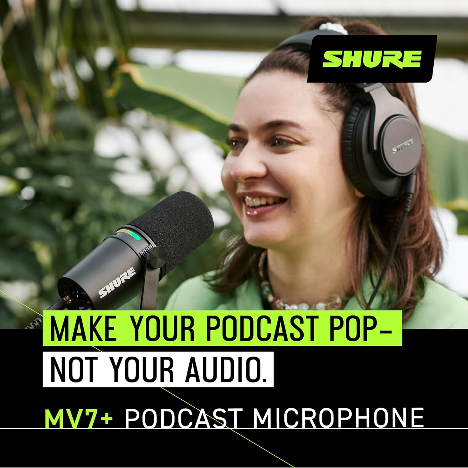Shure MV7+ Podcast Microphone. Enhanced Audio, LED Touch Panel, USB-C & XLR Outputs, Auto Level Mode, Digital Pop Filter, Reverb Effects,