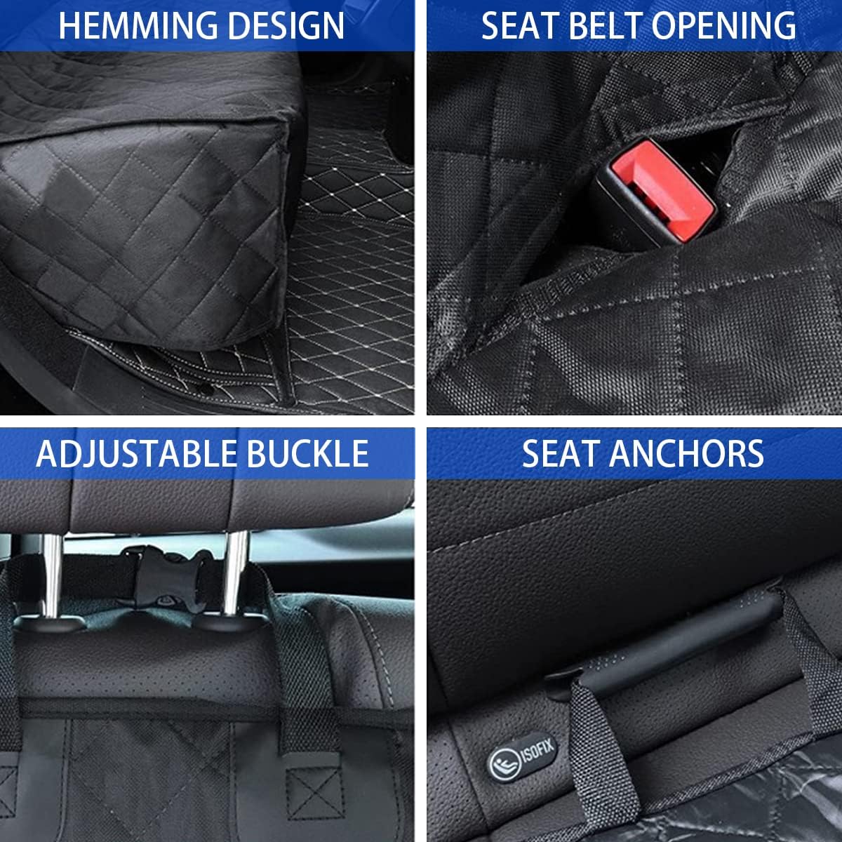 BESULEN Funda de asiento de automóvil para perro para asiento trasero, impermeable, compatible con reposabrazos y cinturón de seguridad, protector