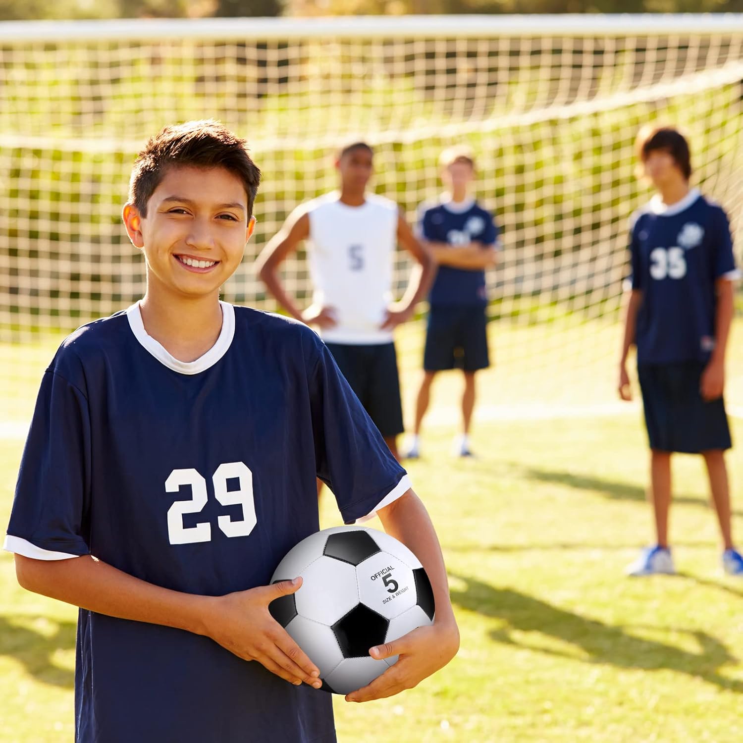 4 pelotas de fútbol con inflador, tamaño oficial, para deportes en interiores y exteriores, para niños y adultos, jugadores, entrenamiento, regalo