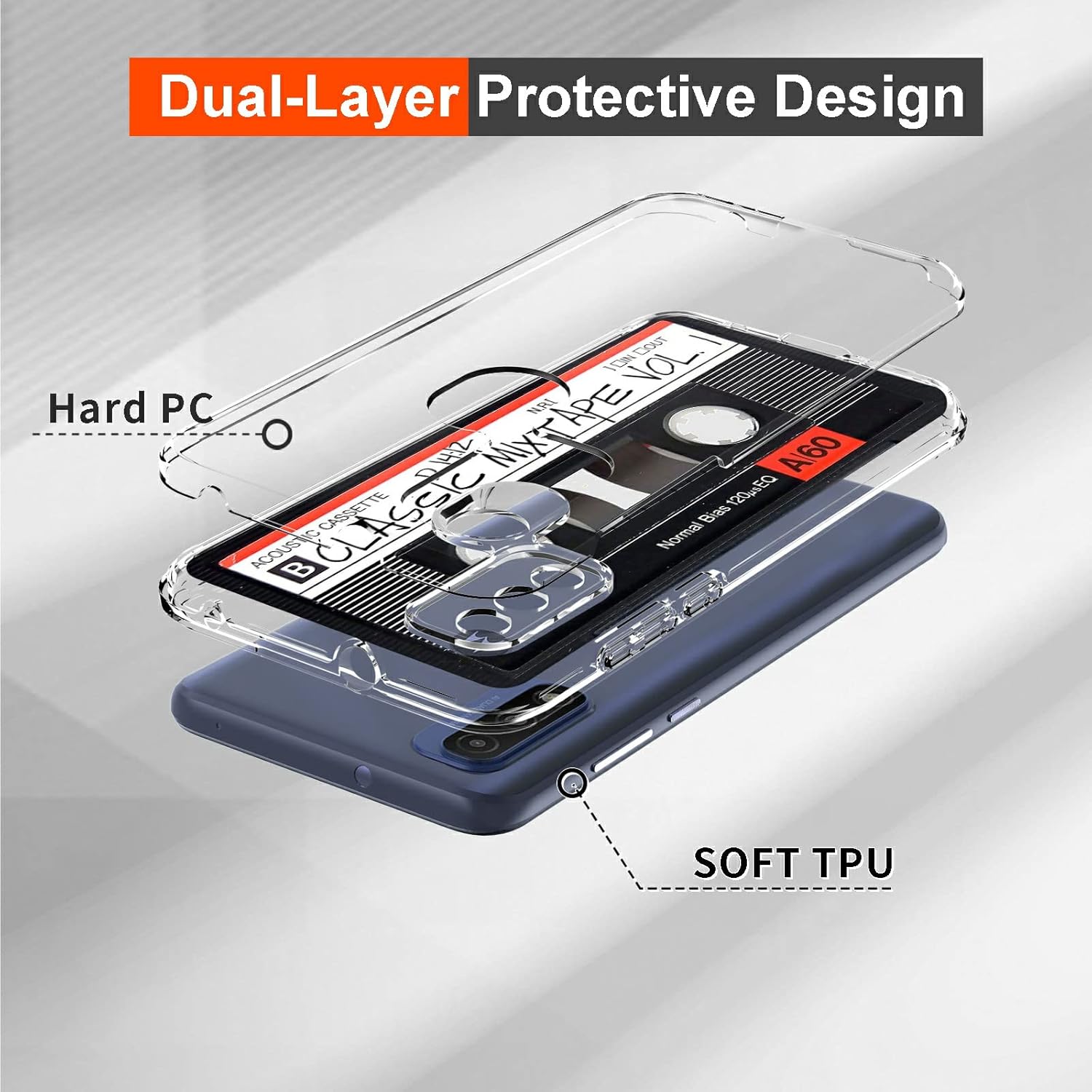 Funda para Moto G Pure 2021, para Moto G Power 2022, funda transparente para mujeres y hombres, funda híbrida de doble capa de TPU suave TPU duro a