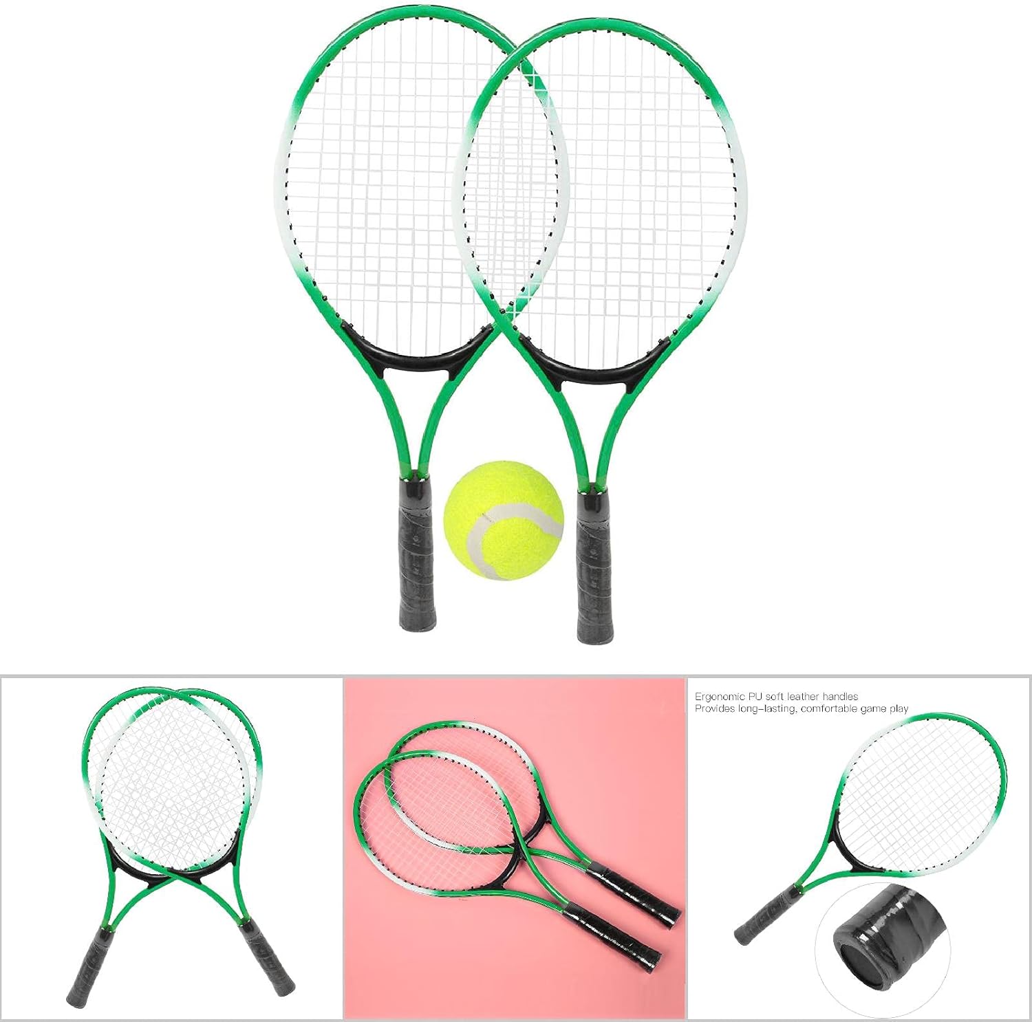 Raqueta de tenis, juego de raqueta de tenis para niños, de aleación de hierro, 2 raquetas de tenis con 1 pelota de tenis suave y 1 bolsa de