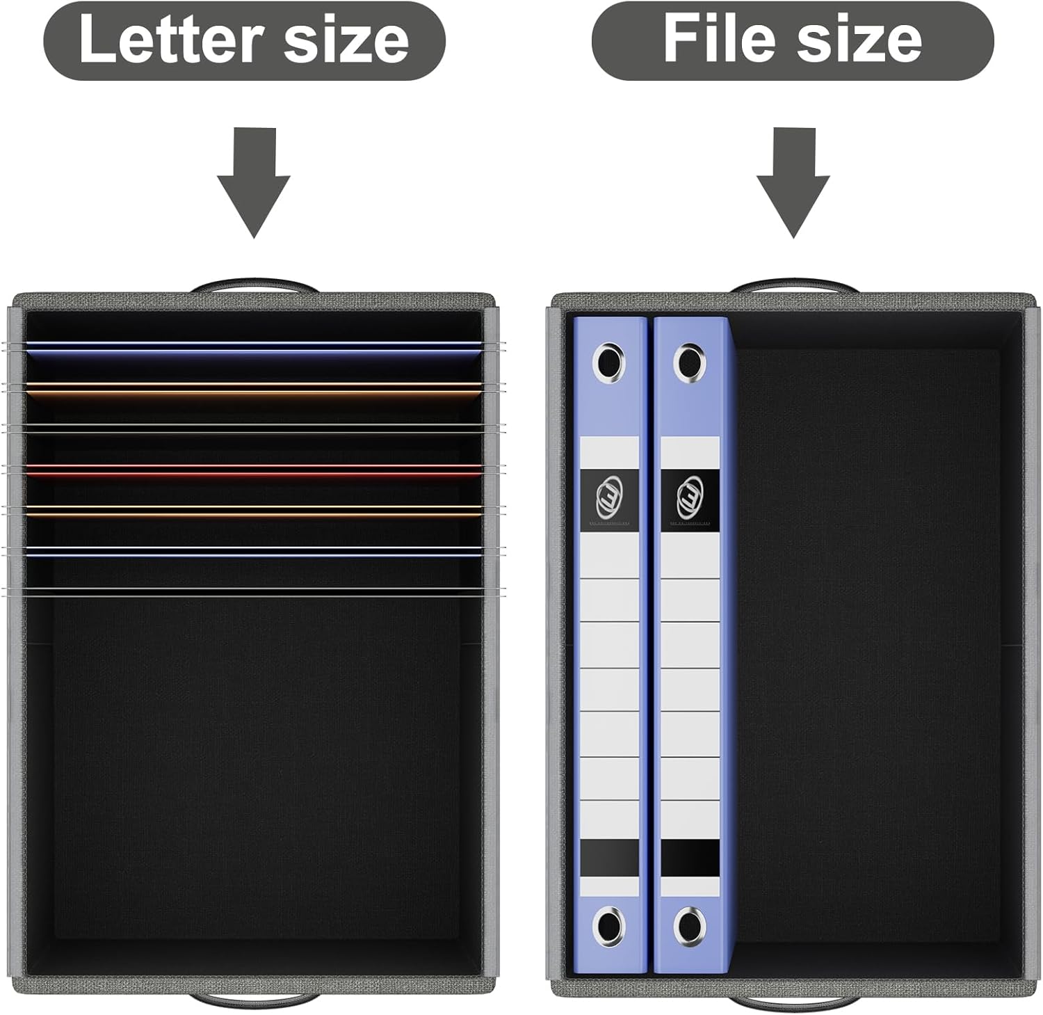 Huolewa Juego de 2 cajas organizadoras de archivos mejoradas, cajas de archivos con tapas, cajas organizadoras de archivos colgantes de lino para