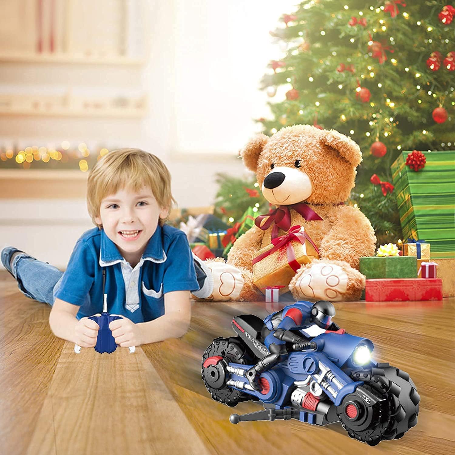 Liberty Imports Vehículo de carreras de bicicleta de deriva con control remoto de motocicleta RC de 2.4Ghz – 110 RC ciclón de alta velocidad y