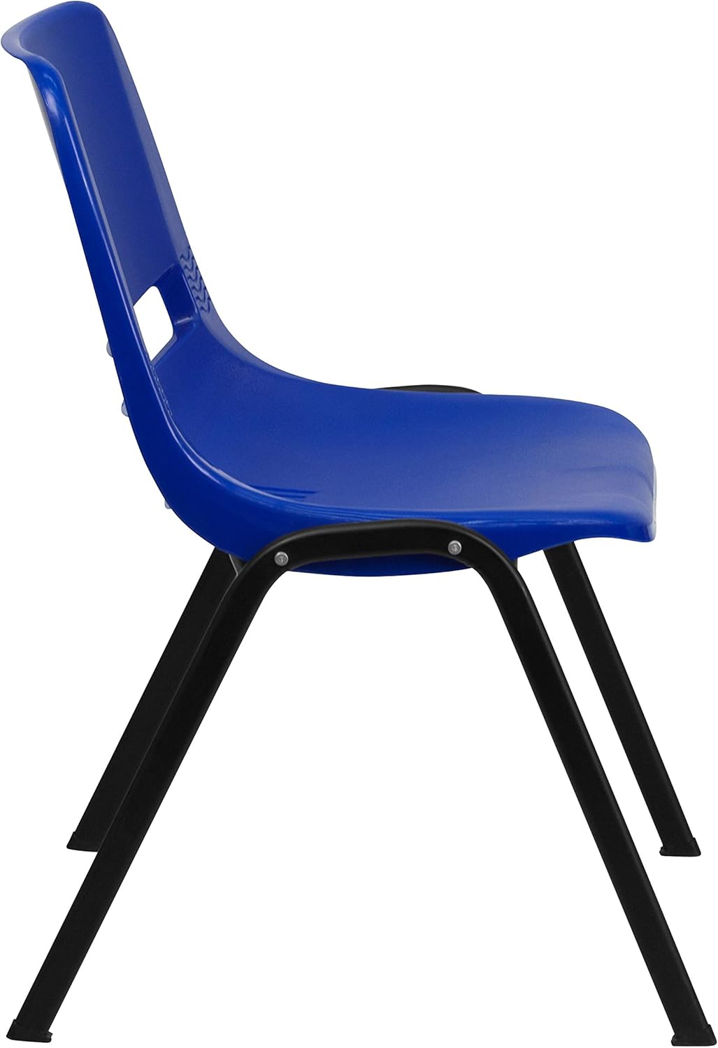 BizChair Silla apilable ergonómica azul marino para niños, marco negro y asiento de 14 pulgadas de alto