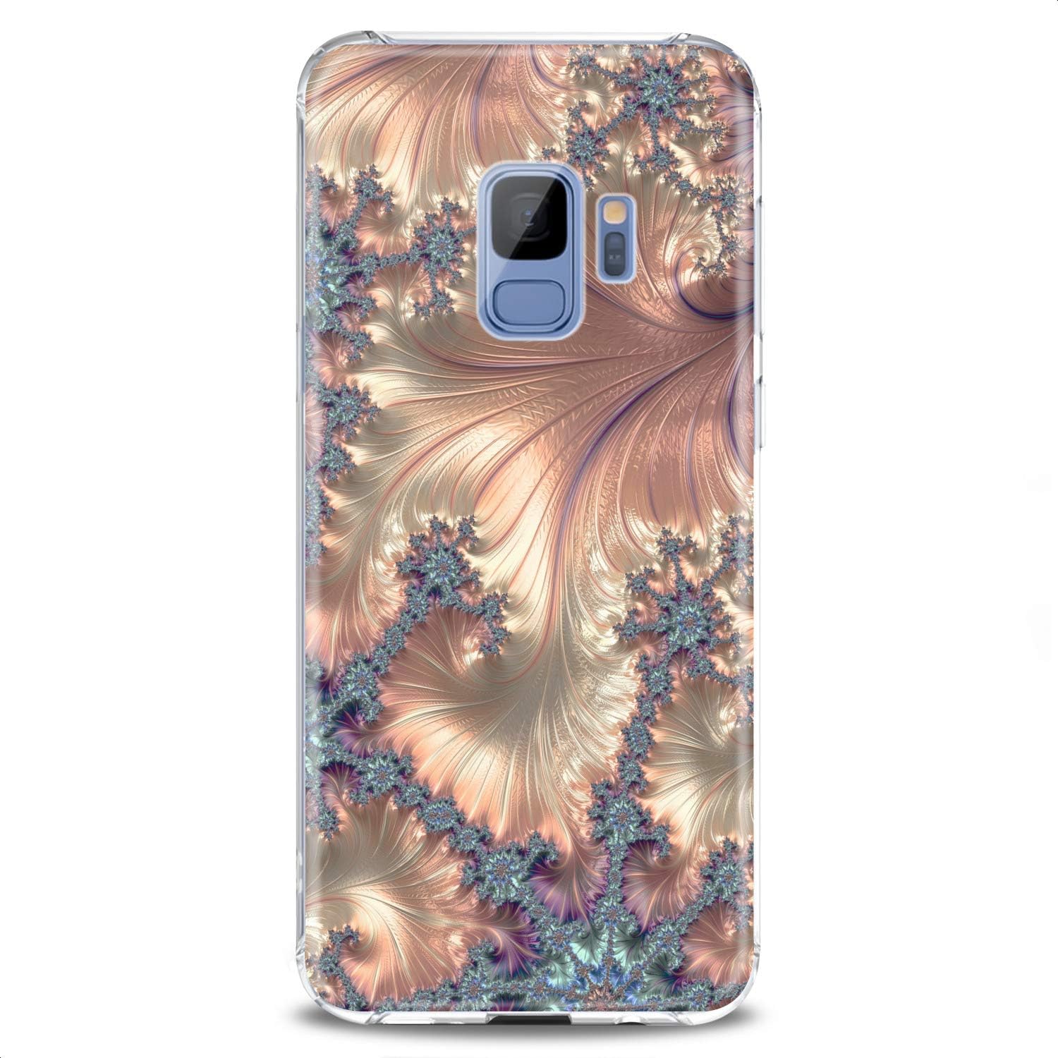 Cavka Funda compatible con Samsung S24 S23 S22 Plus S21 FE Ultra S20+ S10 Note 20 S10e S9 Cute Art Fractals Golden Clear Phone Awesome Pattern