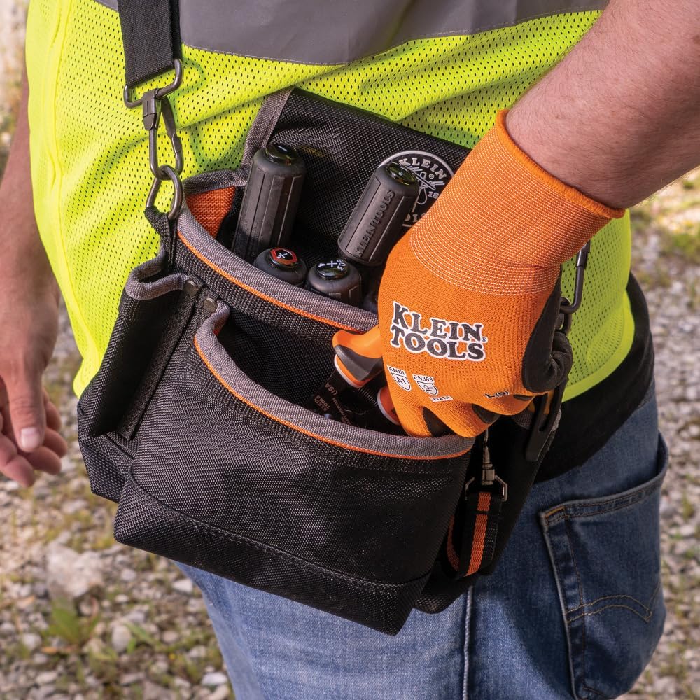 Klein Tools 60582 – Guantes de trabajo, guantes de punto resistentes a los cortes, ANSI A1, con revestimiento de nitrilo, nailon y elastano, aptos
