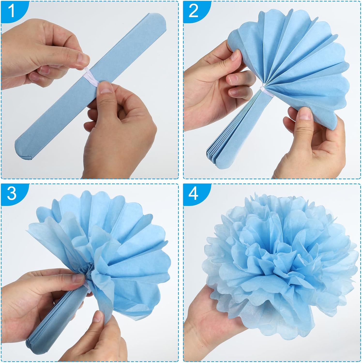 PATIKIL Pompones de tela de 4 pulgadas, paquete de 10 bolas de flores de papel para boda, despedida de soltera, cumpleaños, despedida de soltera,