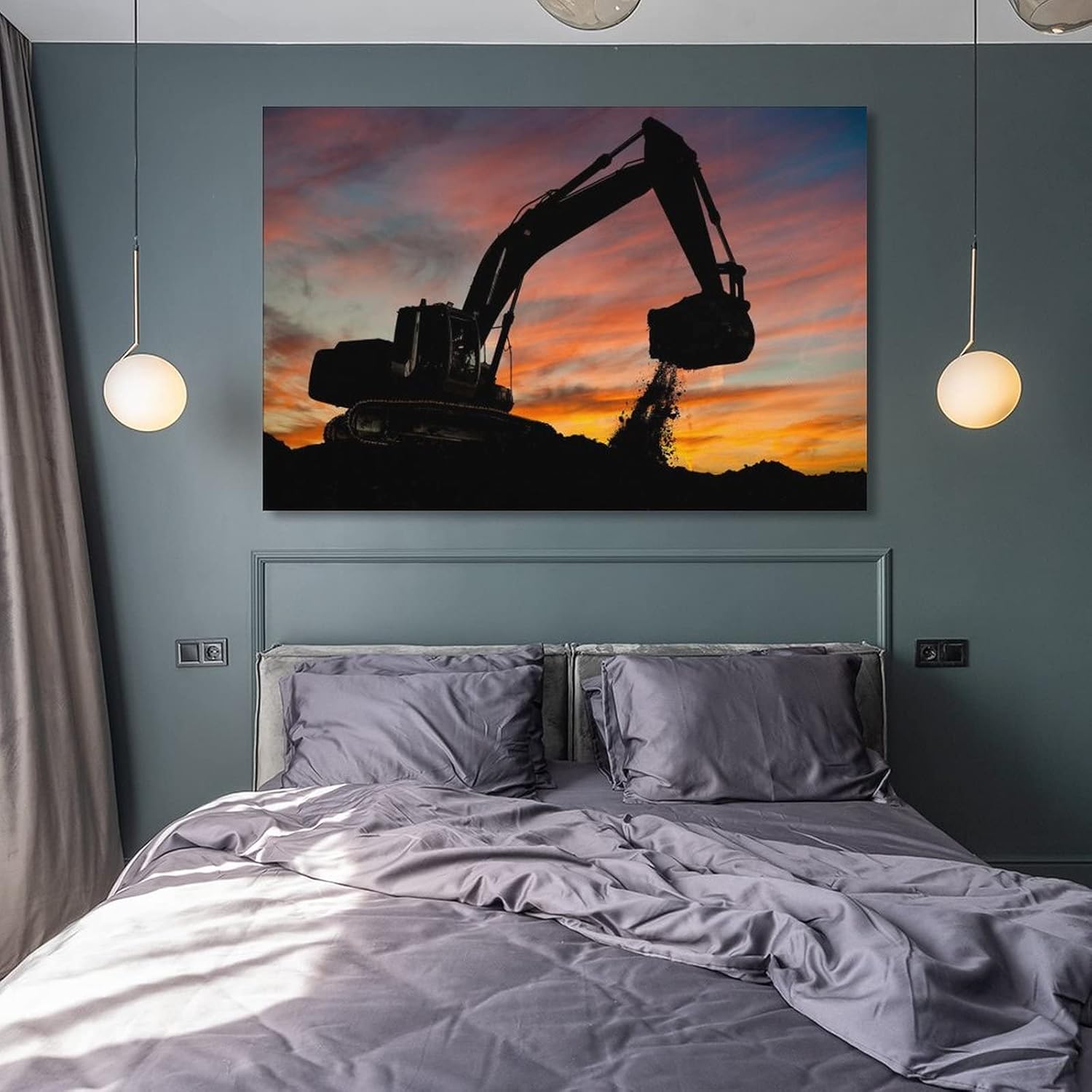 Póster de excavadora de construcción con equipo pesado, impresiones en lienzo para decoración de pared, decoración de habitación, decoración de