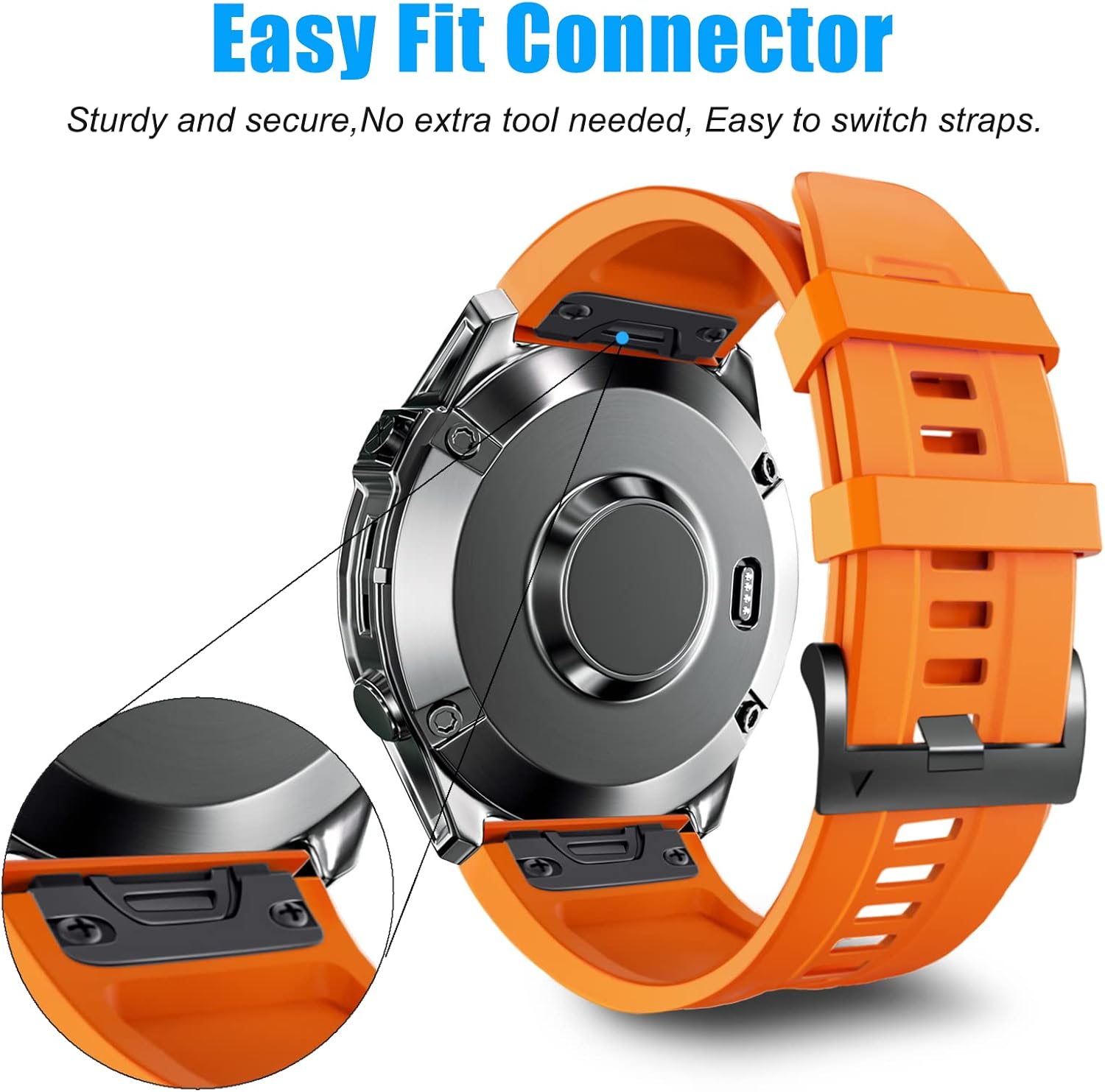 Correa de reloj inteligente de 1.024 in para GARMIN Fenix 7X Pro, Fenix 6X Fenix 5X 5X Plus, pulsera de silicona Fenix 6X Pro Descent Mk2i MK3i