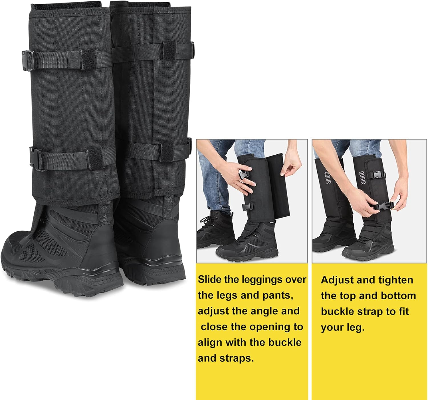 QOGIR Paquete de 3 polainas de serpiente protectores de serpiente duraderos para caza, polainas de polaina de serpiente para hombres y mujeres,