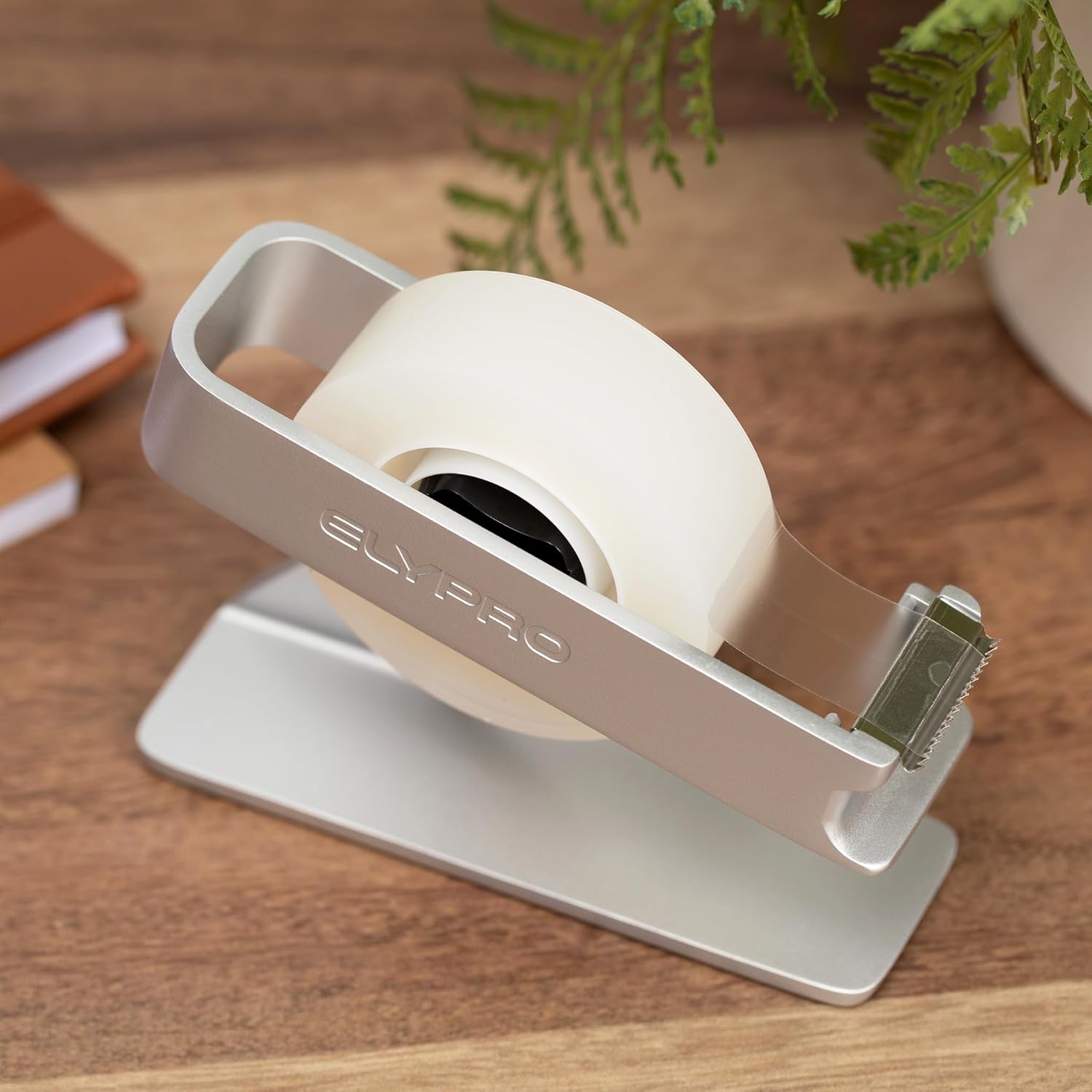 ELYPRO Dispensador de cinta moderna para escritorio de oficina, diseño elegante y minimalista, hecho meta pesado, ahorra espacio, perfecto para uso