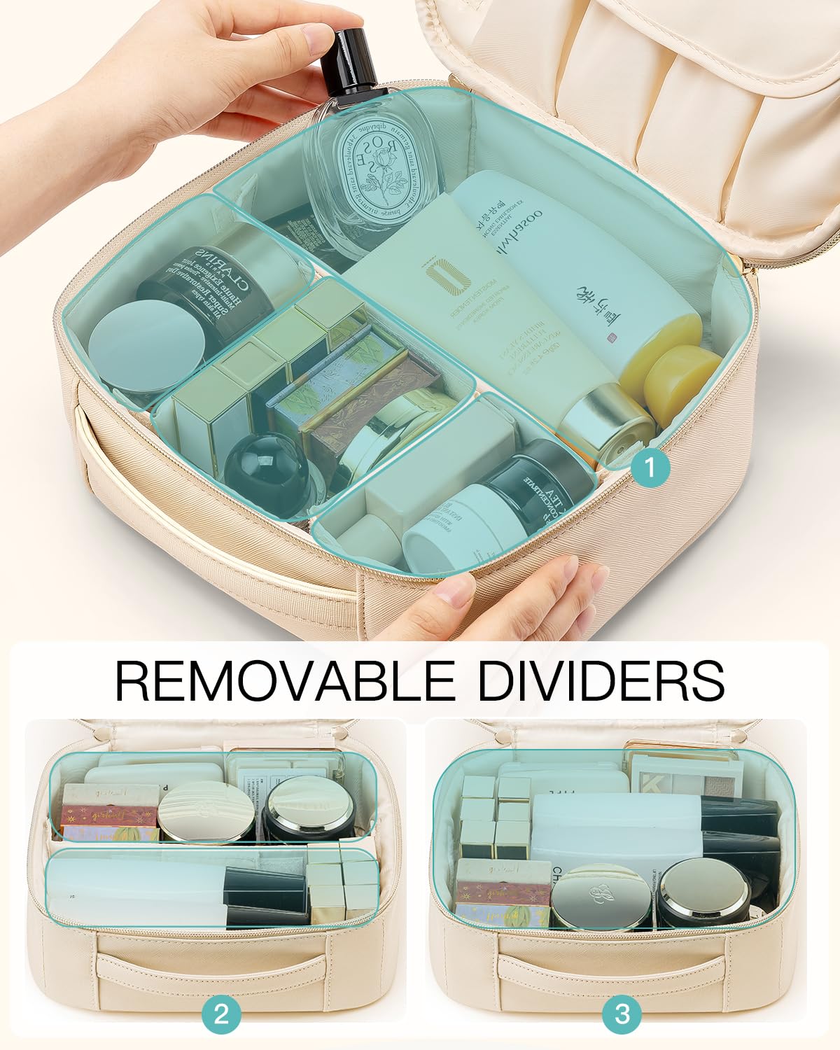 Vlando Regalos de boda para novia, bolsa de almacenamiento de maquillaje inicial, bolsa de cosméticos de viaje para mujeres, regalos de cumpleaños