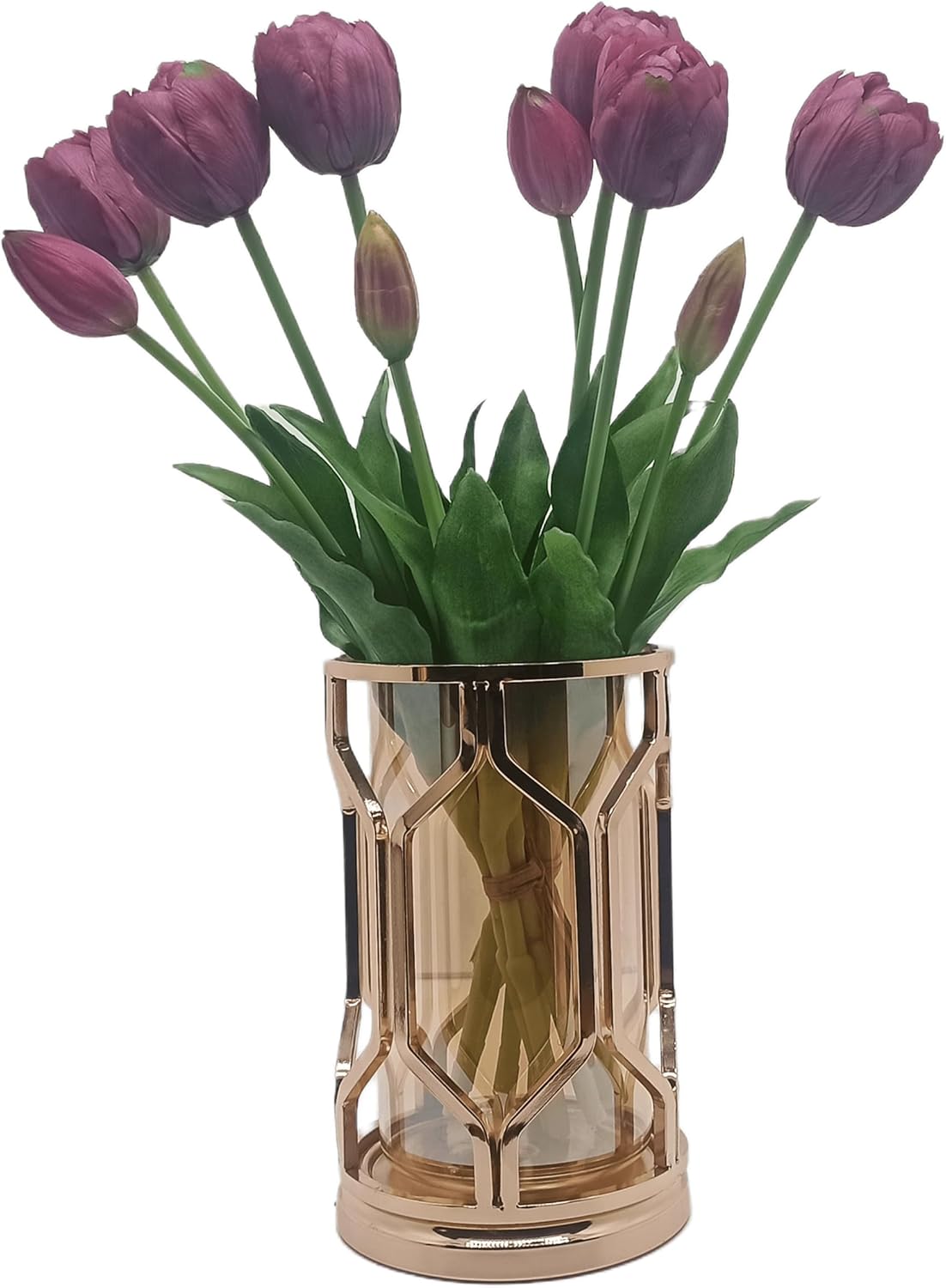10 tulipanes de cabeza de flor de imitación de múltiples pétalos, tacto real para decoración del hogar, hotel y oficina, muebles de boda, ramo de