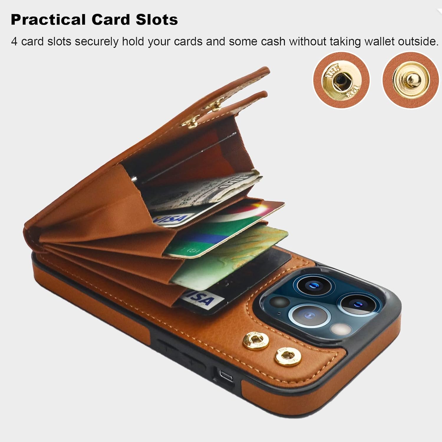 Folosu Funda compatible con iPhone 13 Pro con soporte para tarjetas, rotación de 360, soporte de anillo de dedo con función atril, protección RFID,