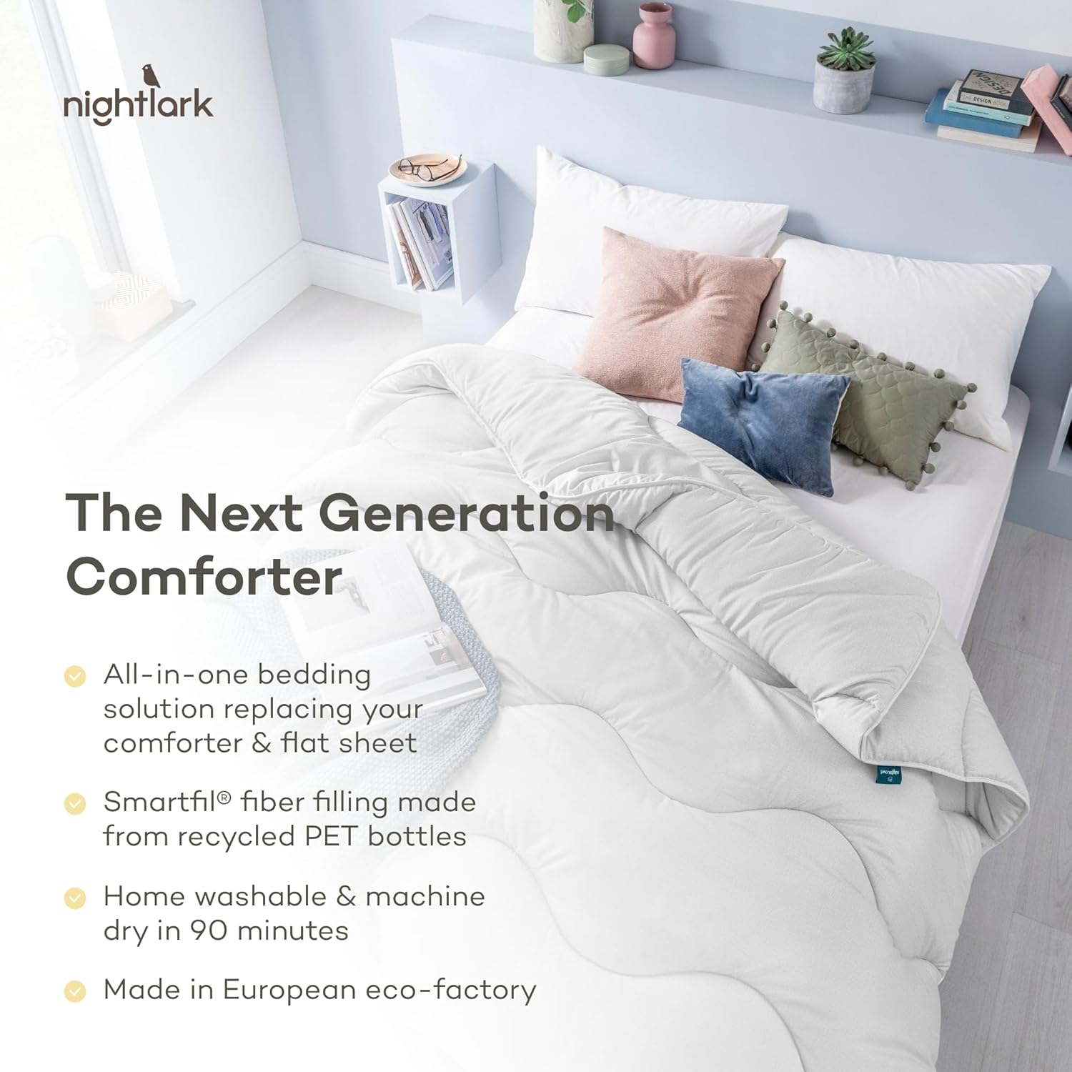 NIGHT LARK – Edredón de cama todo en uno – Alternativa al plumón – Todas las estaciones – Colección de lino – Edredón cálido y ligero – Lavable a