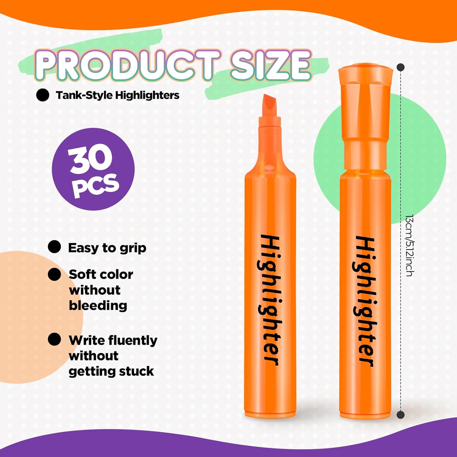 Qilery Marcadores estilo tanque, paquete de 30 marcadores de punta de cincel, marcadores fluorescentes de secado rápido para niños y adultos, hogar,