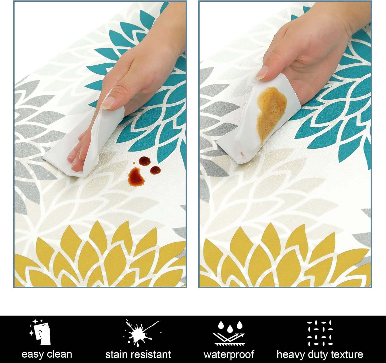 HEBE Juego de 2 tapetes de cocina antideslizantes para el suelo, tapetes de cocina acolchados y impermeables, cómodos para cocina, oficina en casa,