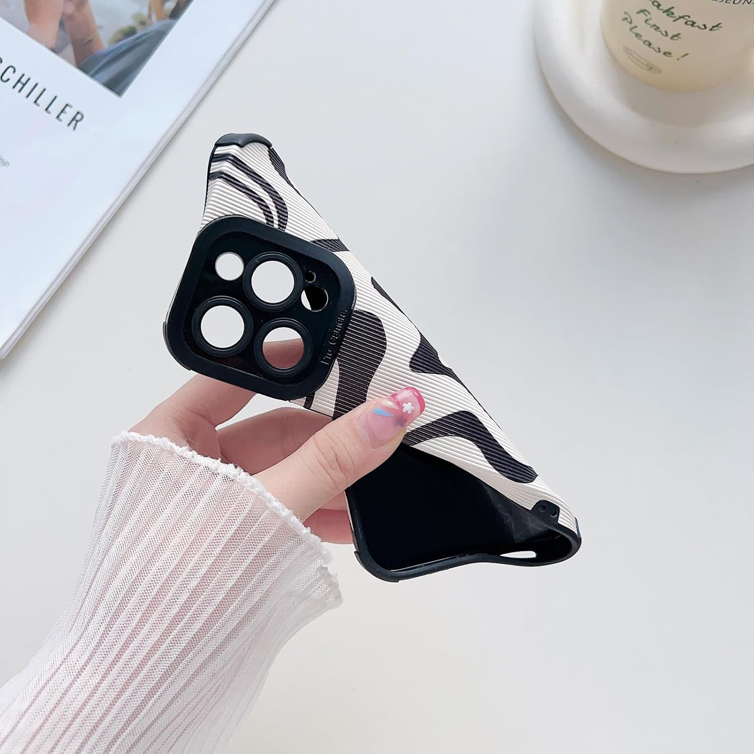 Diseñada para iPhone 13, funda de piel sintética suave TPU y bonito arte ondulado pintado para mujeres y hombres, compatible con iPhone (grisiPhone