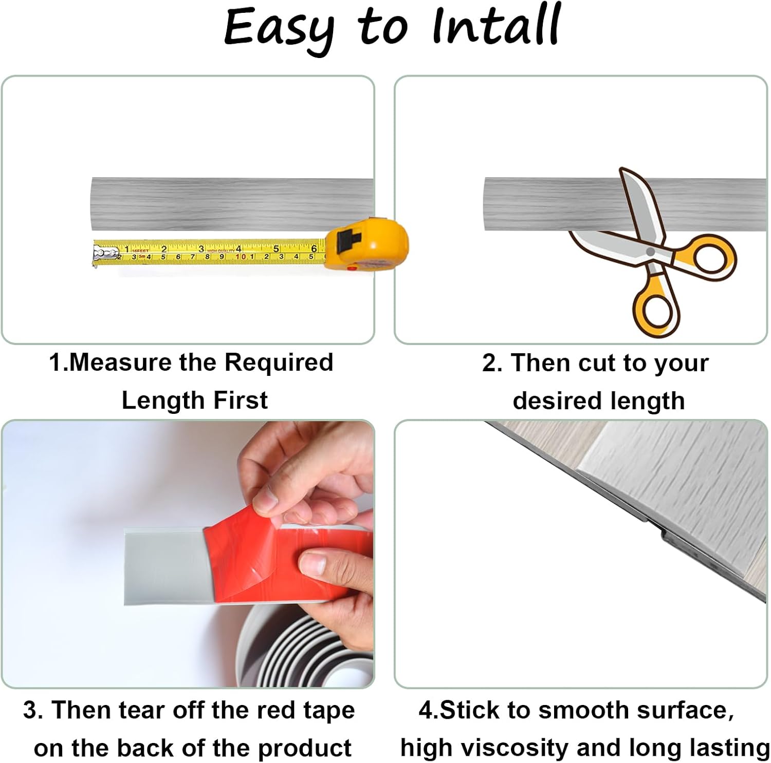 Tira de transición de piso y autoadhesivo para piso de vinilo para bordes de piso, laminado para cubrir huecos de piso