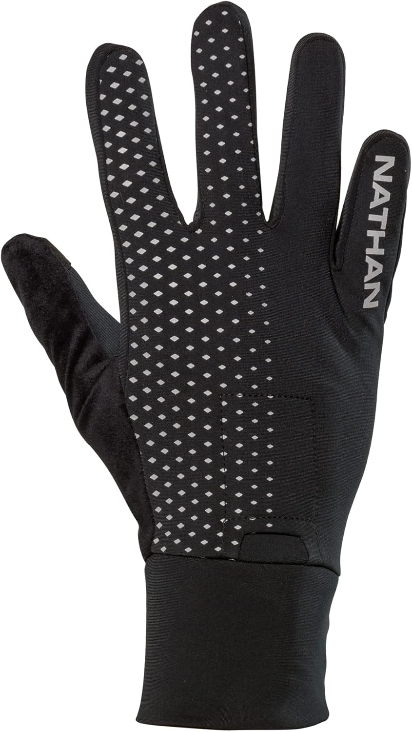 Nathan Guantes reflectantes. Para correr y actividades al aire libre. Dedo de pantalla táctil para uso en smartphone.