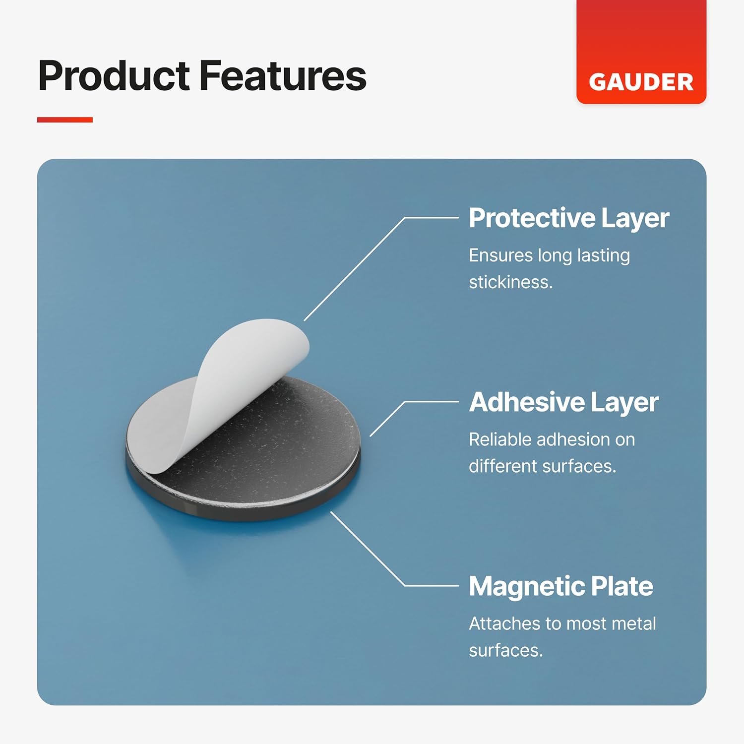 GAUDER Puntos magnéticos  Pequeños imanes adhesivos con respaldo adhesivo (0.7 pulgadas)  Imanes flexibles autoadhesivos para manualidades, pizarras
