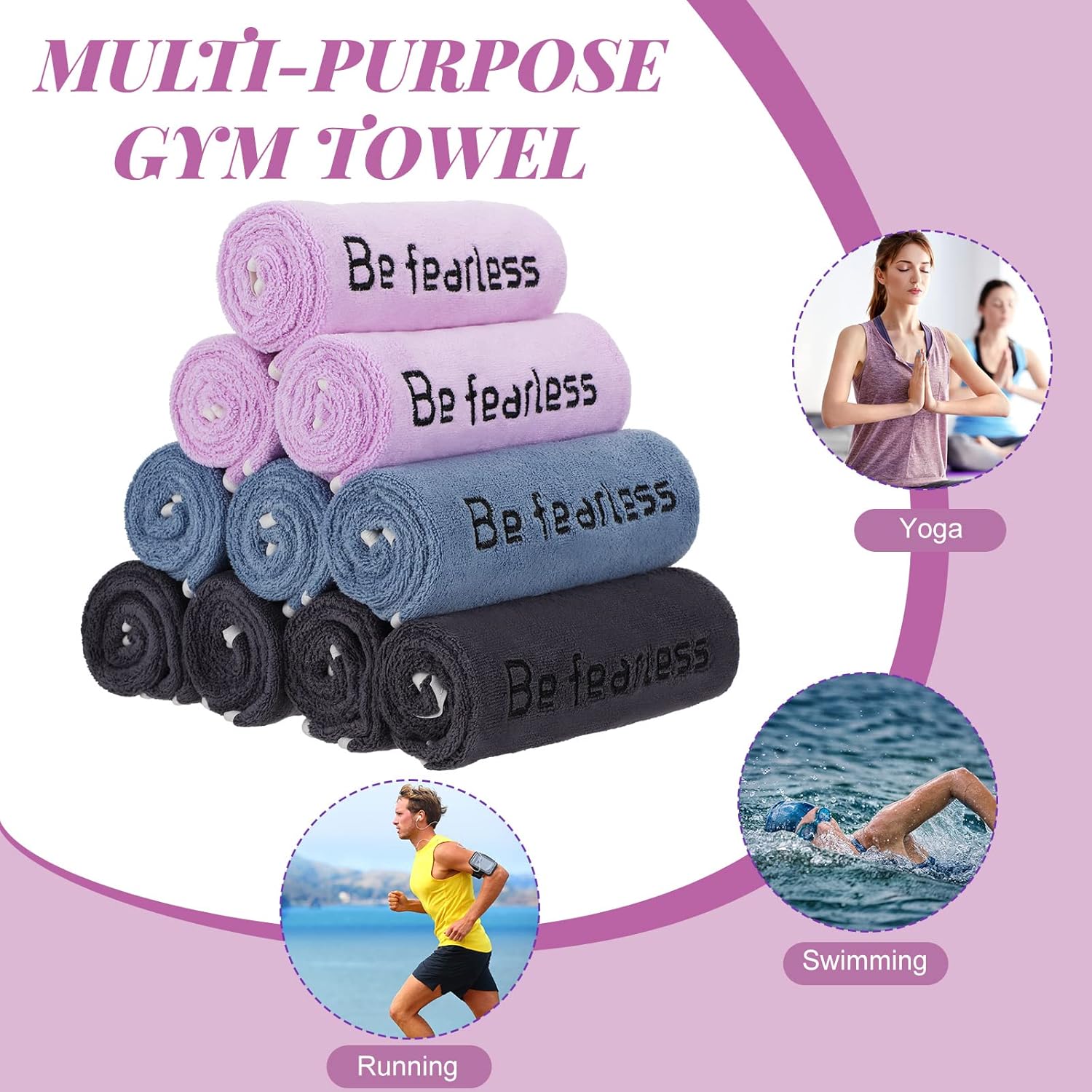 Peryiter 24 toallas de gimnasio para sudar de 30 x 14 pulgadas, toalla deportiva de microfibra para hombres y mujeres, toallas de entrenamiento