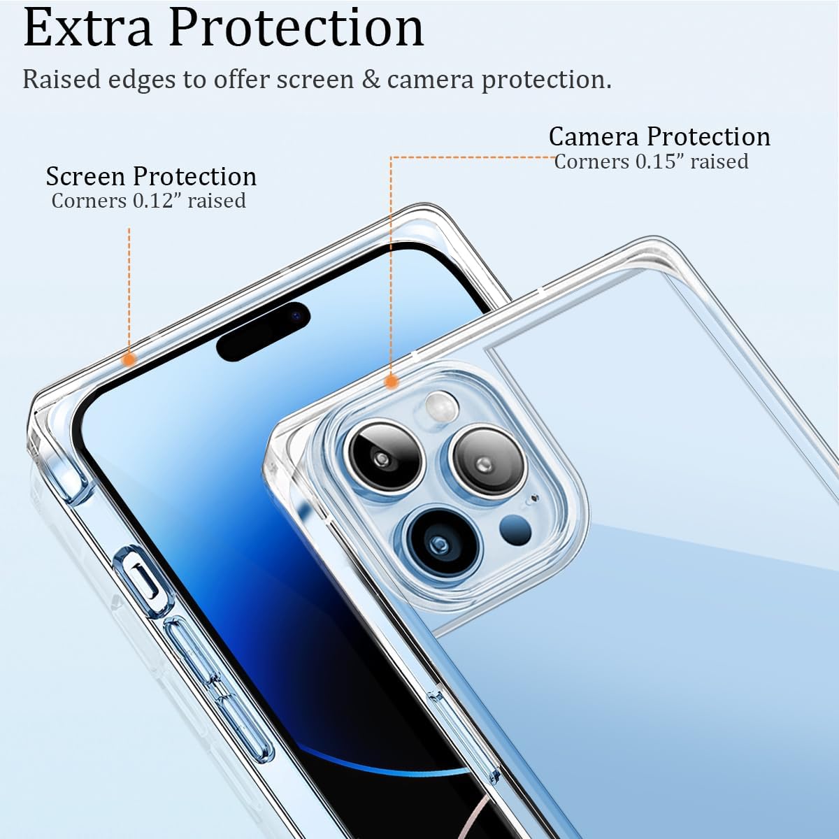 Funda cuadrada compatible con iPhone 15 Pro Max de 6.7 pulgadas, funda transparente con esquinas cuadradas reforzadas, TPU suave + policarbonato a
