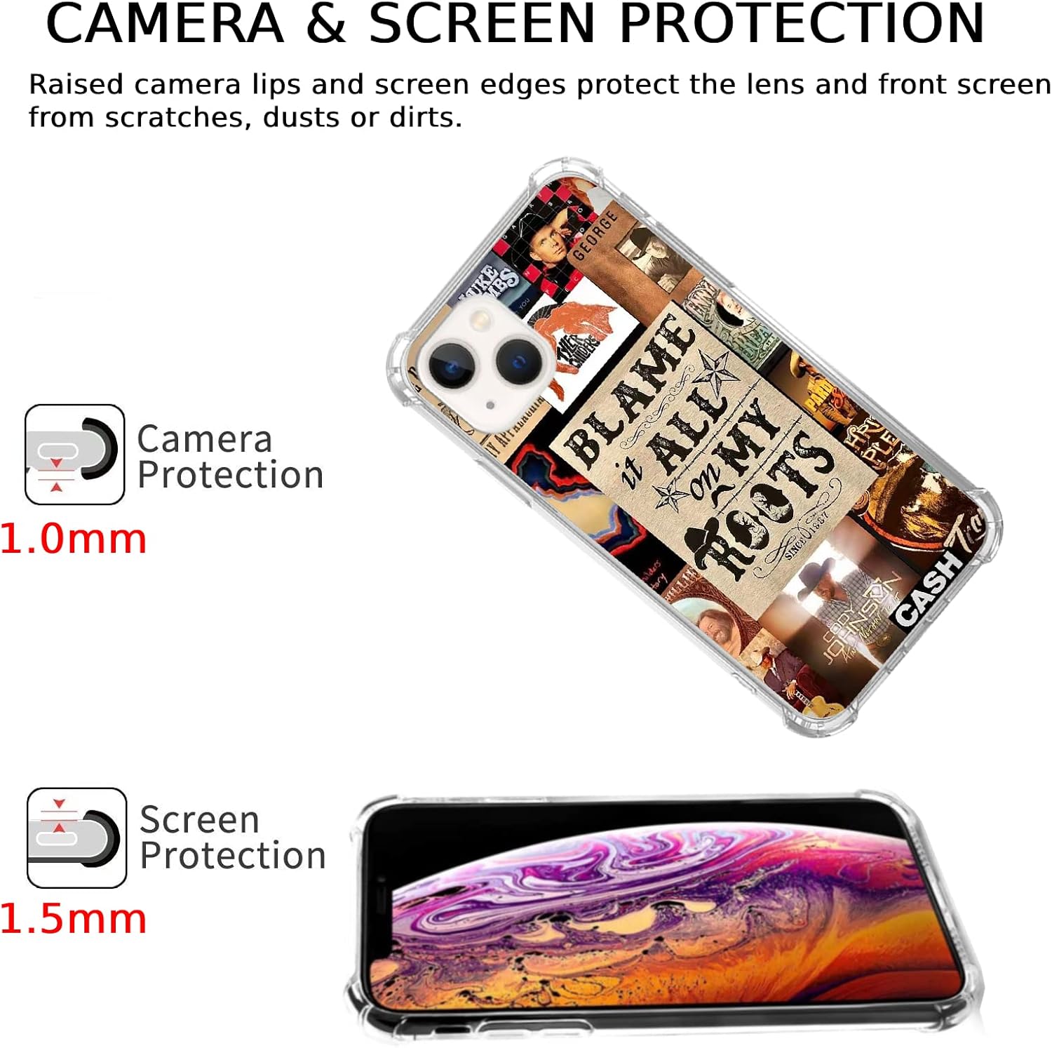 Funda estética vintage retro occidental compatible con iPhone 15, funda de vaquero de música country para iPhone 15 para adolescentes, hombres y