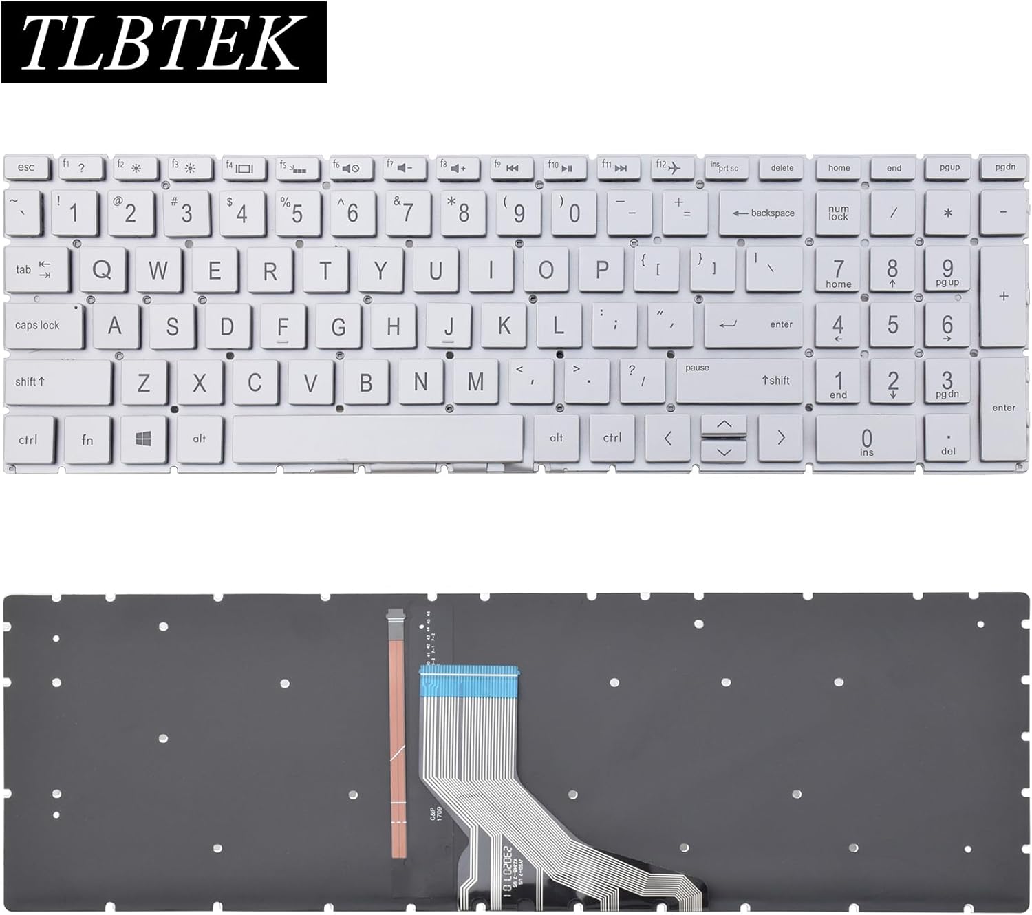 TLBTEK Teclado retroiluminado de repuesto compatible con 15-cx 16-a 15-dk 15-ec 17-cd Series Laptop L20333-001 AM28B000300 negro