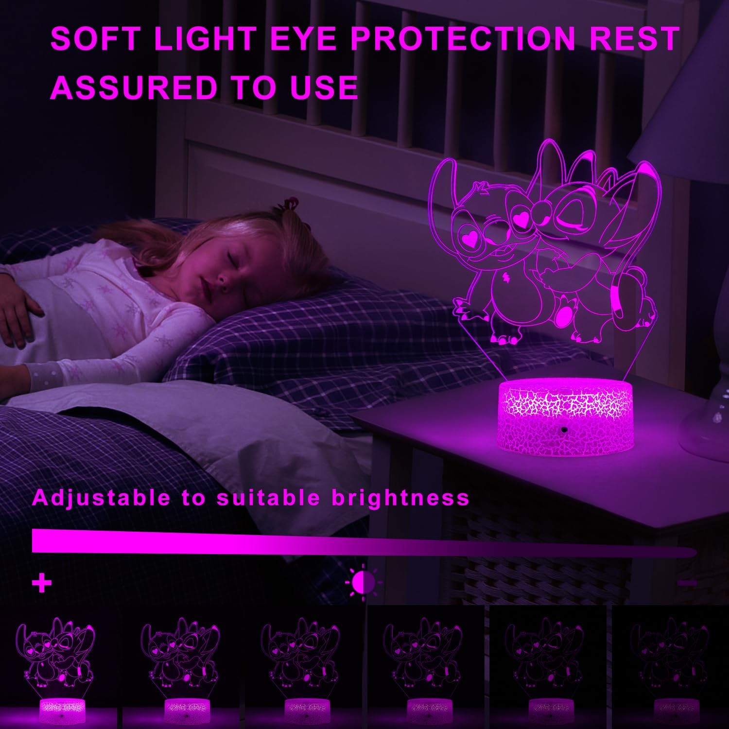 Stitch Night Lights,Stitch Lamp, Stitch Gifts ,With Remote & Smart Touch,7 Colors + 16 Colors Changing Opreated,Dimmable lamp for Children’s Room