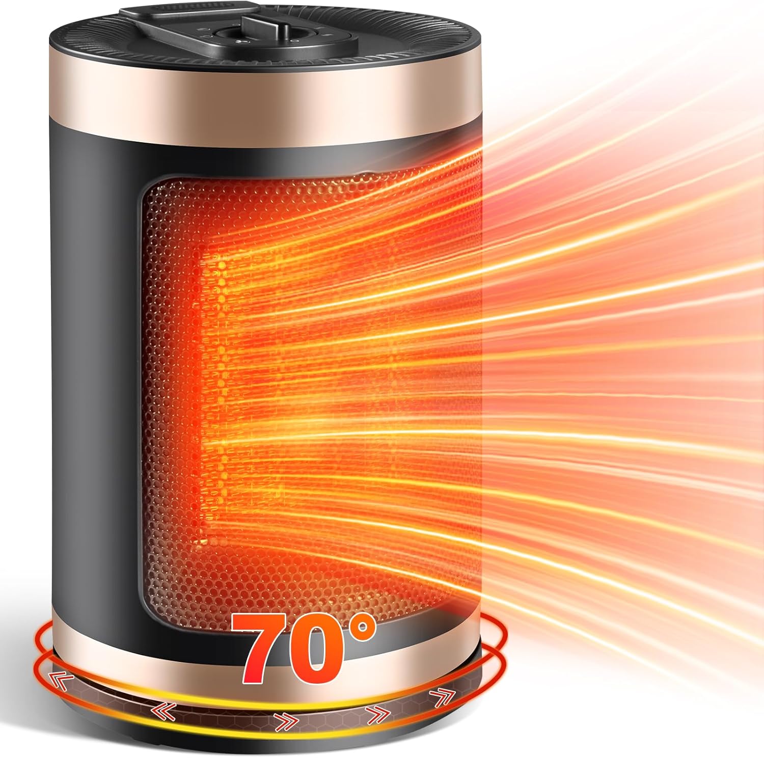 Calentador eléctrico portátil, calentador de espacio silencioso, oscilación de 70 y 9 aspas mejoradas, calentadores de espacio pequeño con