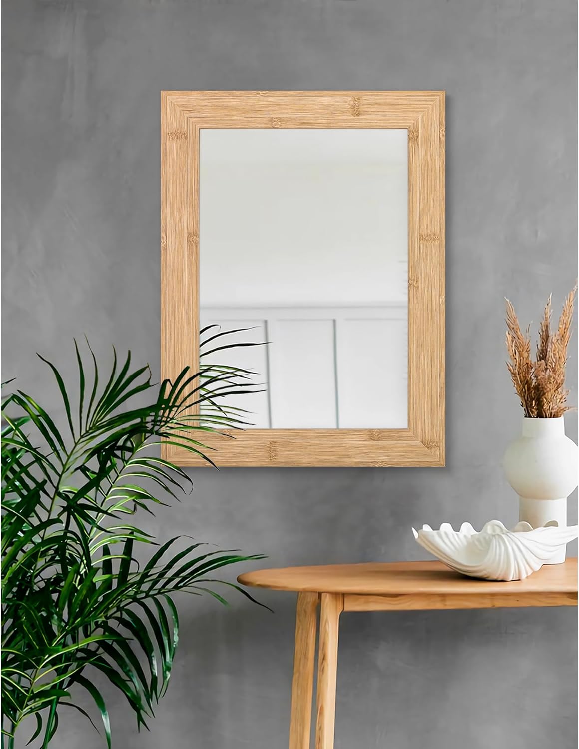 Espejo rectangular con marco de madera rústica para montar en la pared, espejo de pared antiguo para tocador de granja, dormitorio, baño, sala de