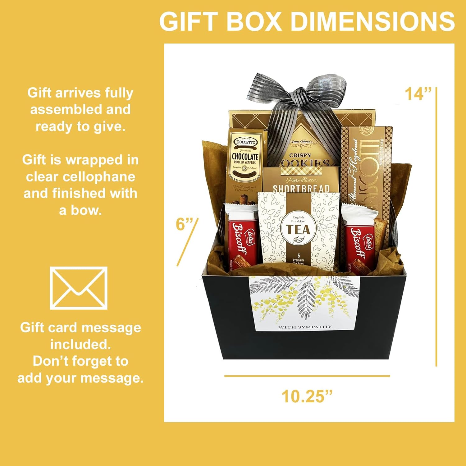Canasta de regalo para dar el pésame por la pérdida de madre, padre u otro ser querido, canasta de regalo gourmet de duelo.