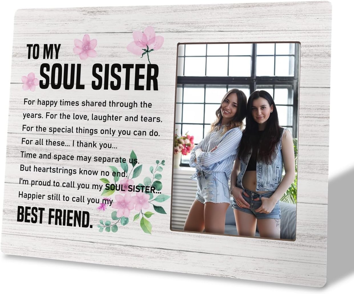 HiLus Regalo para hermana del alma, regalo de marco de fotos de madera, regalo ideal para mejor amiga, gran regalo de marco de fotos, regalo rústico