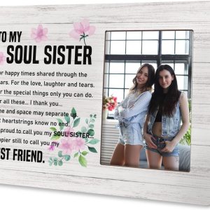 HiLus Regalo para hermana del alma, regalo de marco de fotos de madera, regalo ideal para mejor amiga, gran regalo de marco de fotos, regalo rústico HiLus Regalo para hermana del alma, regalo de marco de fotos de madera, regalo ideal para mejor amiga, gran regalo de marco de fotos, regalo rústico