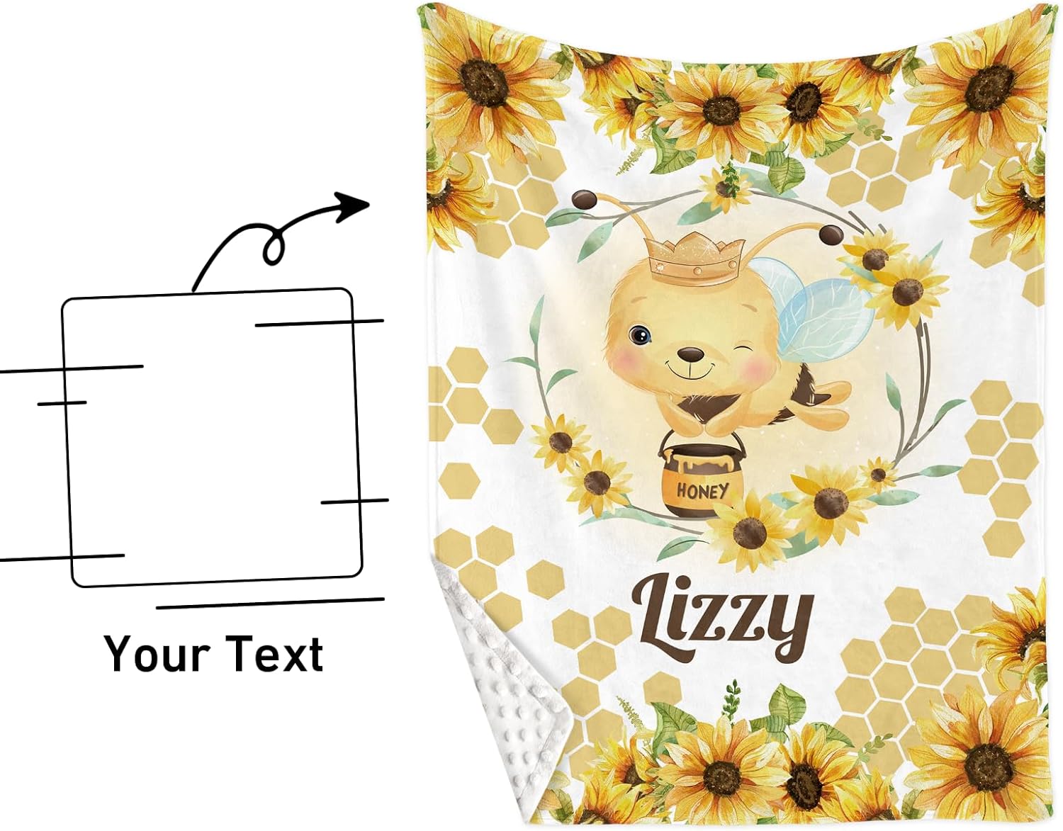 Juego de ropa de cama personalizado para cuna 5 piezas de regalo personalizado con patrón de abeja con nombre, juego de ropa de cama de guardería
