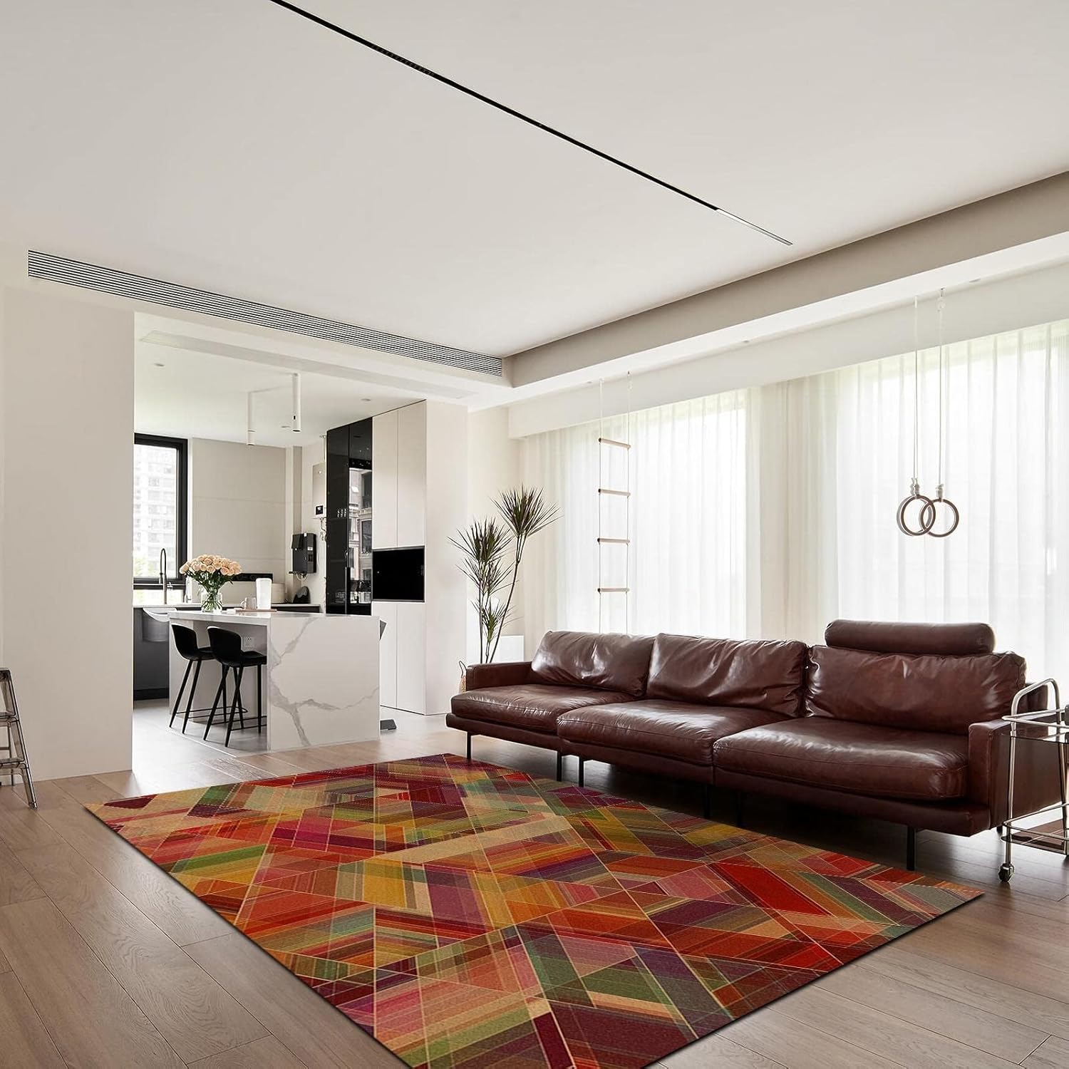 Alfombra nórdica de mosaico colorido apasionado, alfombra abstracta con estampado geométrico, para habitación, sofá, sala de estar, dormitorio,
