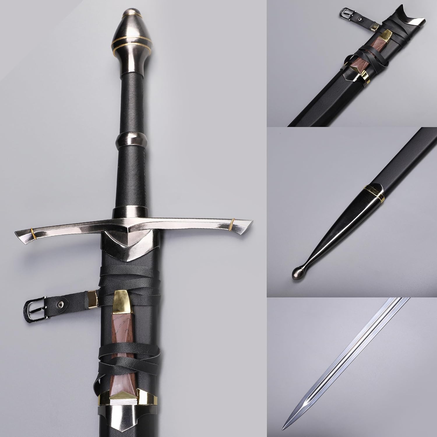 Hejiu Espada medieval con placa de exhibición, Narsil&Aragorn & Ringwraith & Nazgul Espada, réplica perfecta de varios estilos disponibles