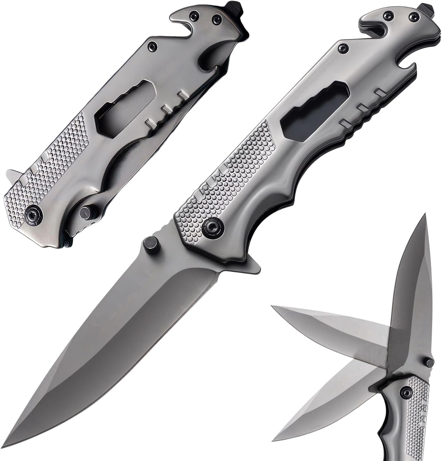 CHJIANAO Pocket Knives & Folding Knives,Knives for Men,5 in 1 Multitool Tactical Knife Glass Breaker,Bottle Opener,Seatbelt Cutter,Wrench,Small Edc