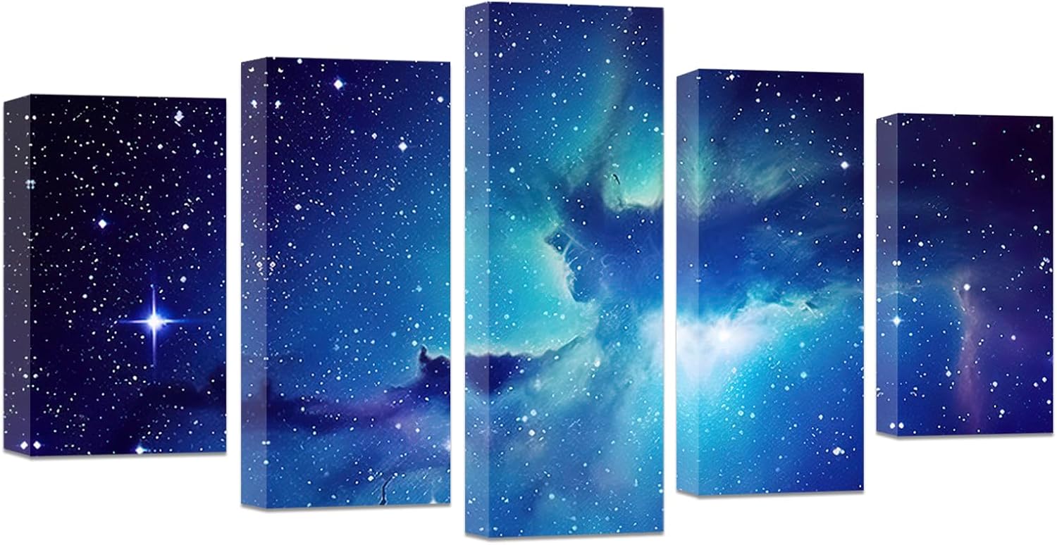 DOARTDO Lienzo decorativo para pared, 5 piezas de nebulosa del espacio exterior, decoración de pared, nebulosa de fantasía, ilustraciones para